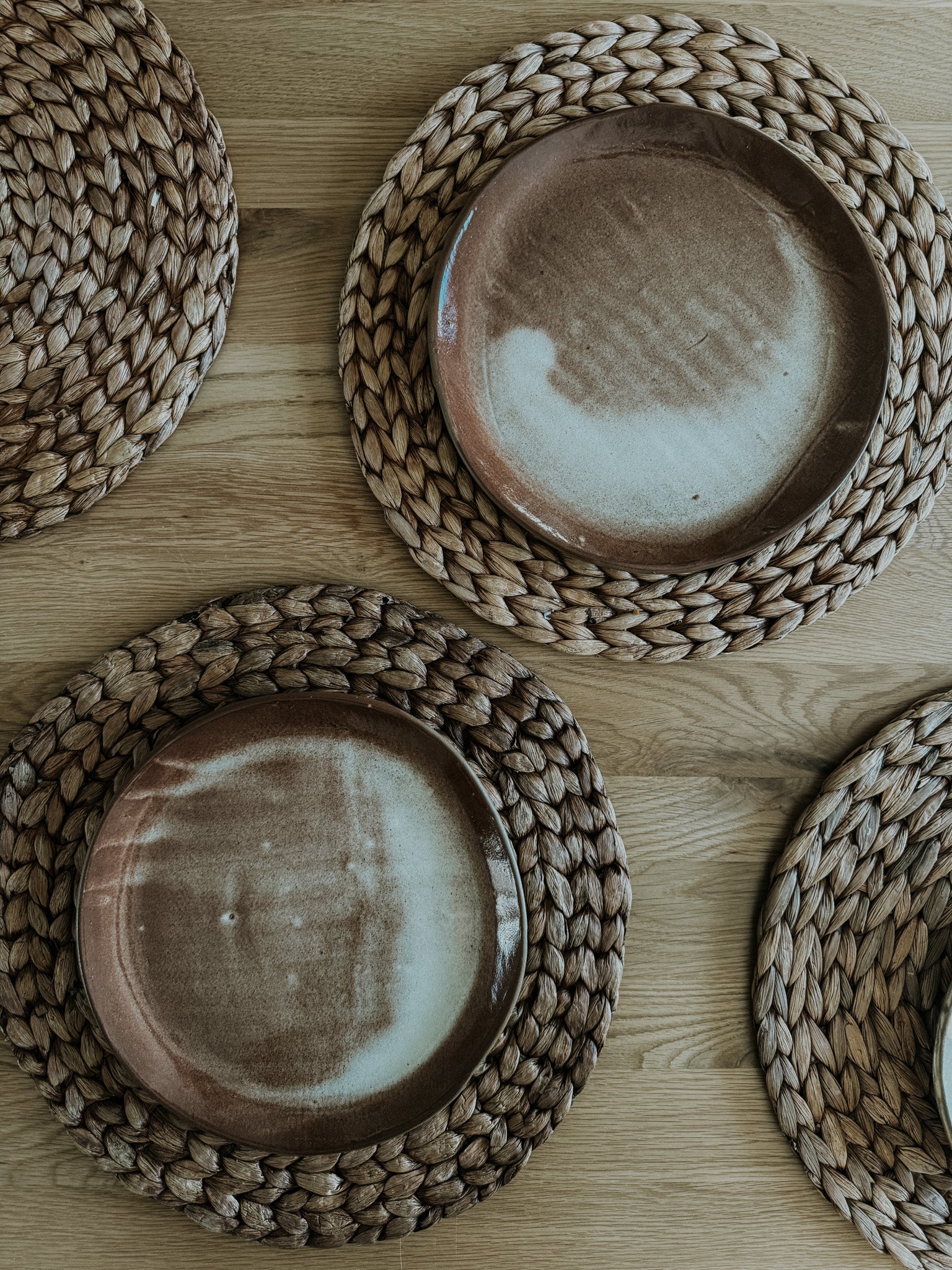 Set of Two Dinner Plates: Toasty Cream Gloss